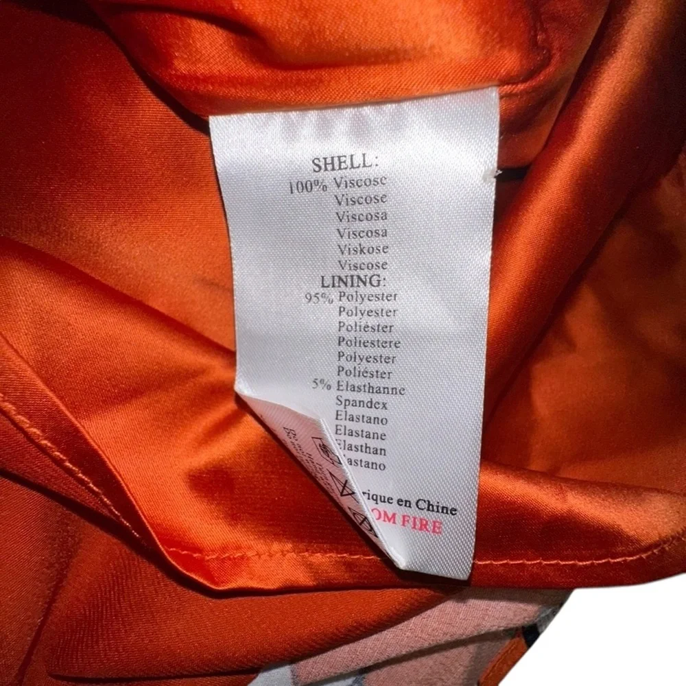 ESQUALO Women’s Long Sleeve Orange Botanical Shift Dress ~ Size 8 ~ NWT - Picture 8 of 9